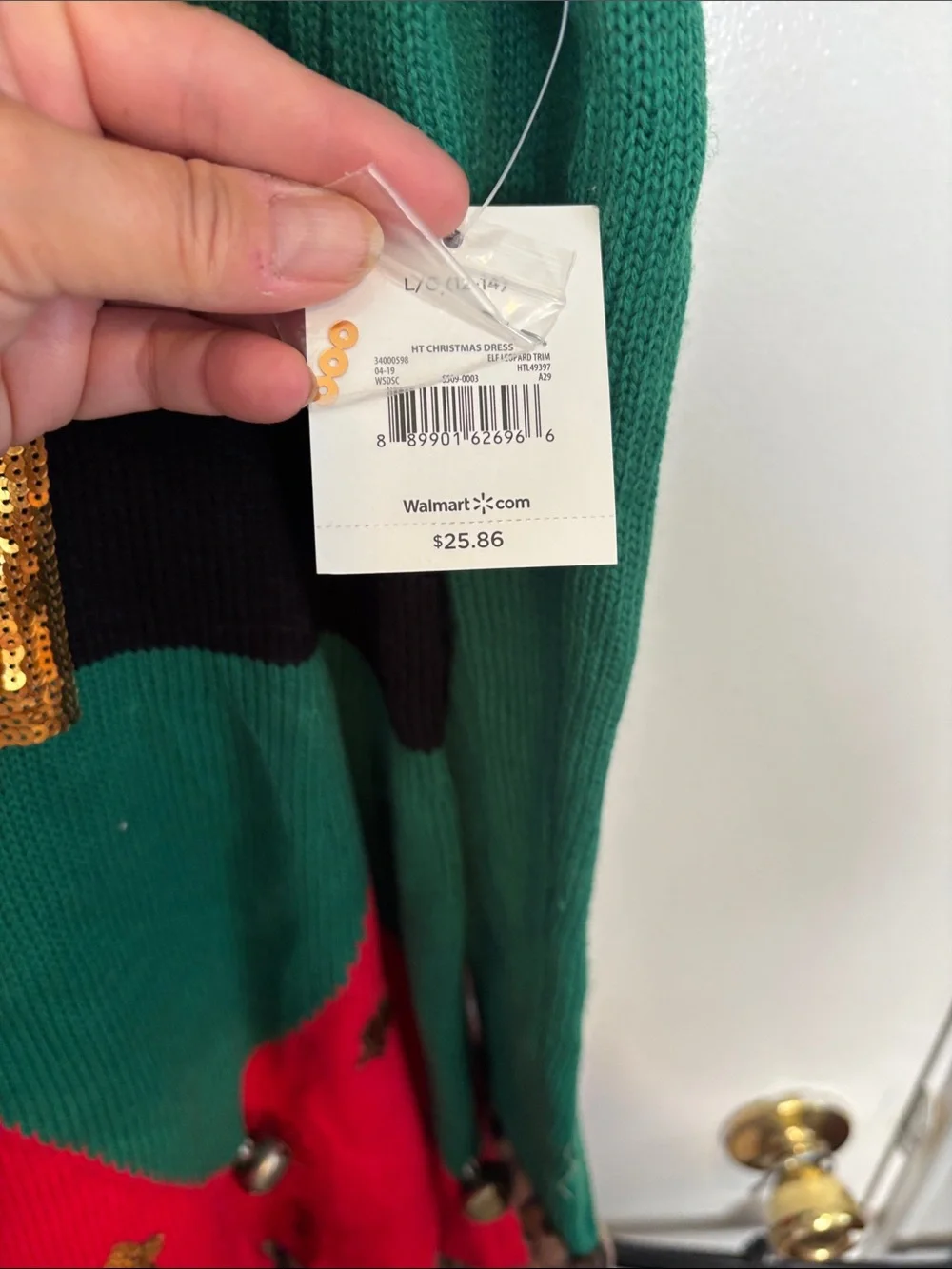 Holiday Time Green and Red Elf Dress with Leopard Trim